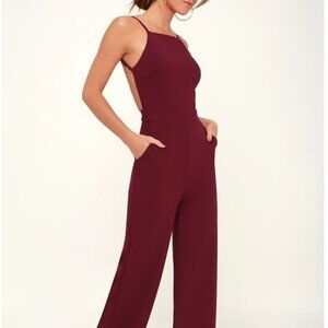 Lulu's Burgundy Something to Behold Jumpsuit
